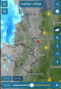 Ostermontag Regenfront nähert sich