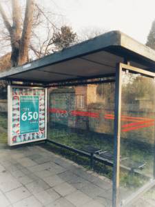 Aussenwerbung 650 Jahre Krefeld Haltestelle Kr-Eichhornstraße
