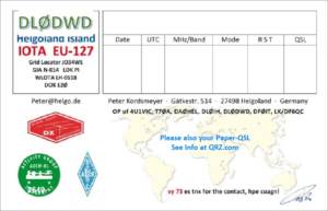 Rückseite der QSL-Karte DL0DWD